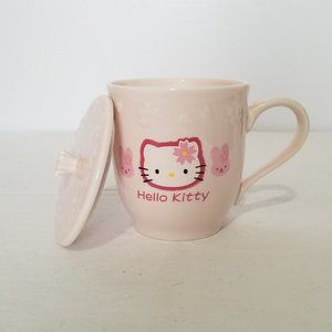 Vtg Hello Kitty Mug Teacup With Lid Pink Ceramic